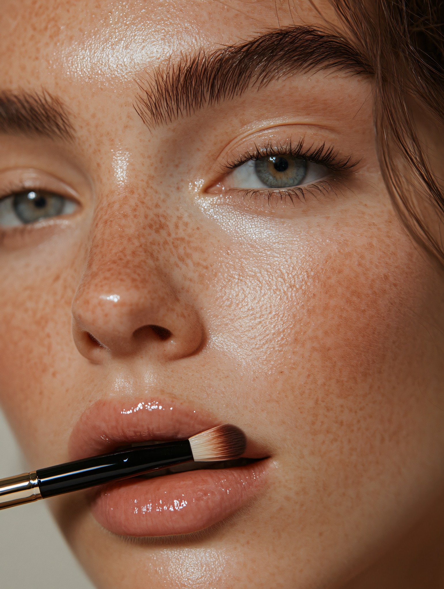 Beauty editorial close-up featuring makeup artistry